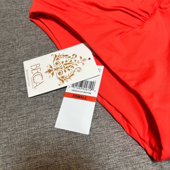 BECCA Standard Color Code High Waisted Shirred Bikini Bottom, Cheeky Coverage - Picture 8 of 8